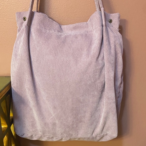 Mauve Corduroy Canvas Tote Bag Purse Handbag 14x14.5x4 GUC - Picture 4 of 8